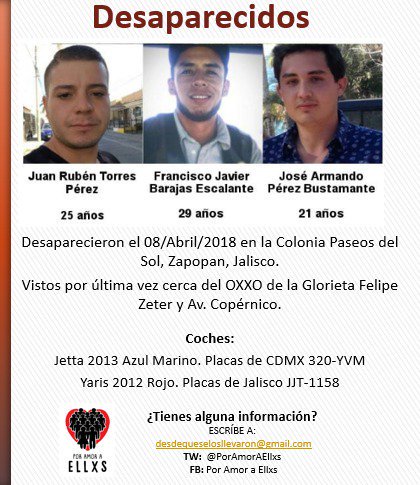 Armando, Rubén y Francisco: tres jóvenes más desaparecieron en Jalisco